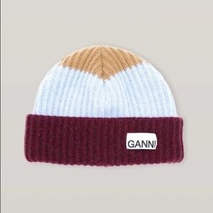 Ganni Color Block Striped Beanie